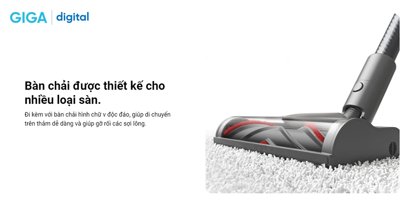 Máy hút bụi Dreame T30 có bàn chải thiết kế cho nhiều loại sàn