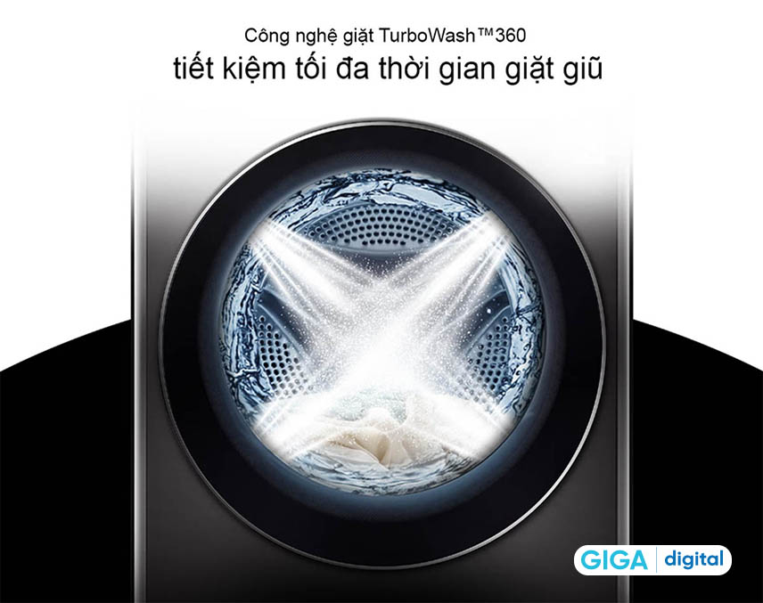 Máy giặt cửa ngang LG Inverter 12kg FV1412S3PA giúp tiết kiệm tối đa thời gian giặt giũ của bạn với công nghệ giặt TurboWash 360