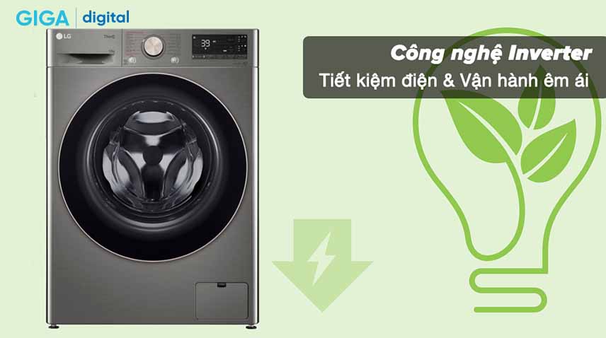Máy giặt LG FV1412S3P thiết kiệm điện năng và vận hành êm ái với công nghệ Inverter