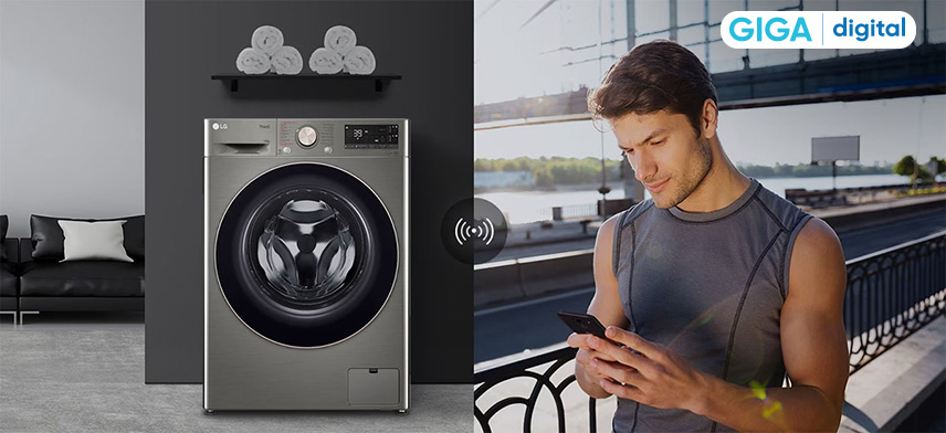 Điều khiển máy giặt LG 12 kg FV1412S3P từ xa với LG ThinQ vô cùng tiện lợi