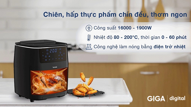Khoảng nhiệt tùy chỉnh của nồi chiên không dầu Tefal FW201815 khá rộng