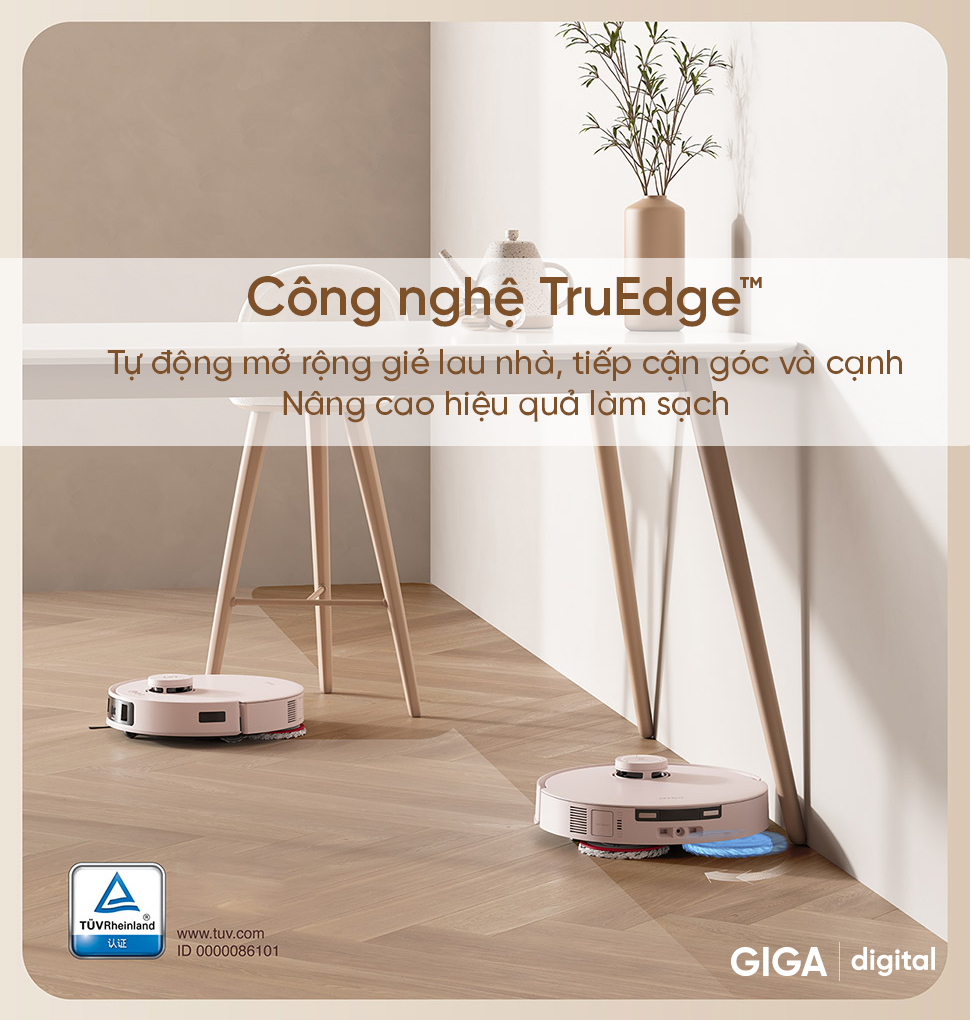 Robot hút bụi lau nhà Ecovacs Deebot T30 Pro Omni trang bị công nghệ công nghệ TruEdge™ tiên tiến