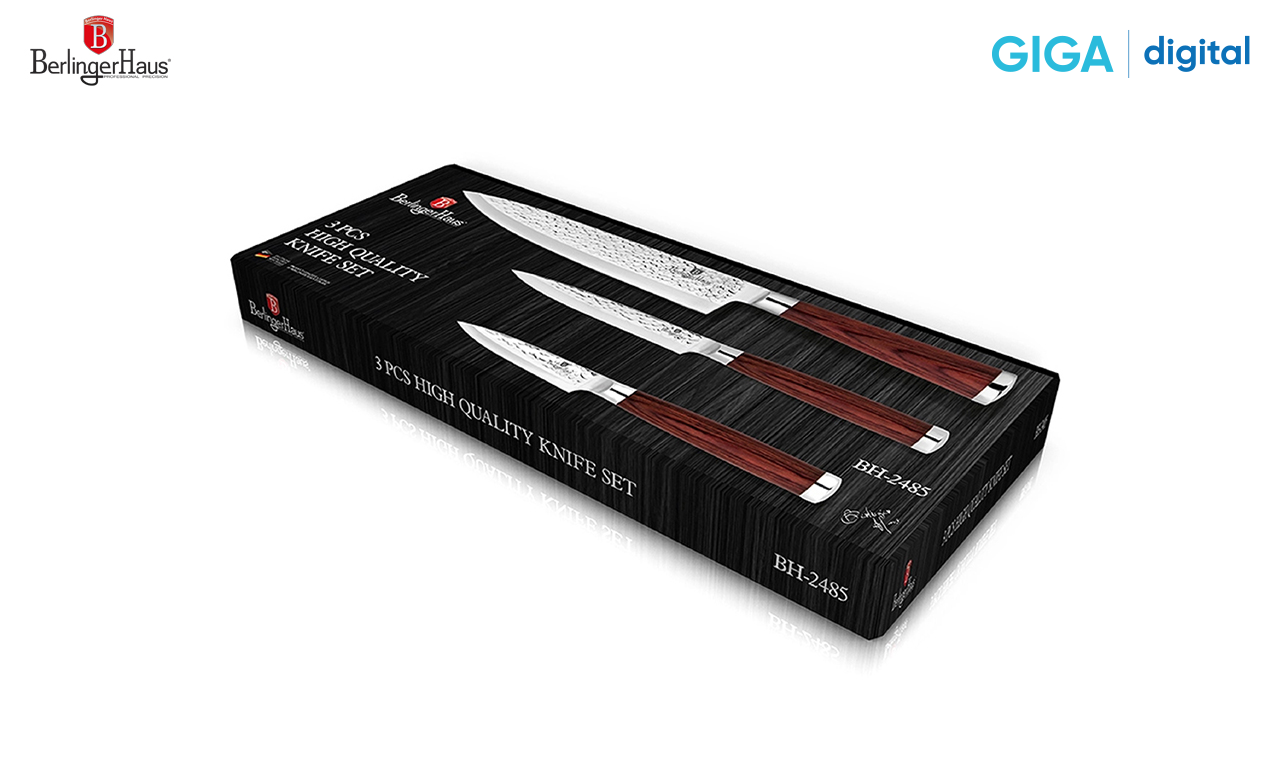 Berlinger Haus Set 3 Coltelli Da Cucina Phantom Line, Lama Alveolare Affilata A Laser, Manico Ergonomico - 2