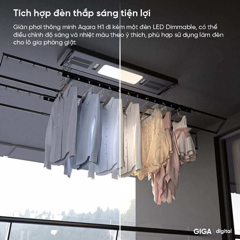 Giàn phơi đồ AQARA ZNLYJ13LM tích hợp đèn chiếu sáng