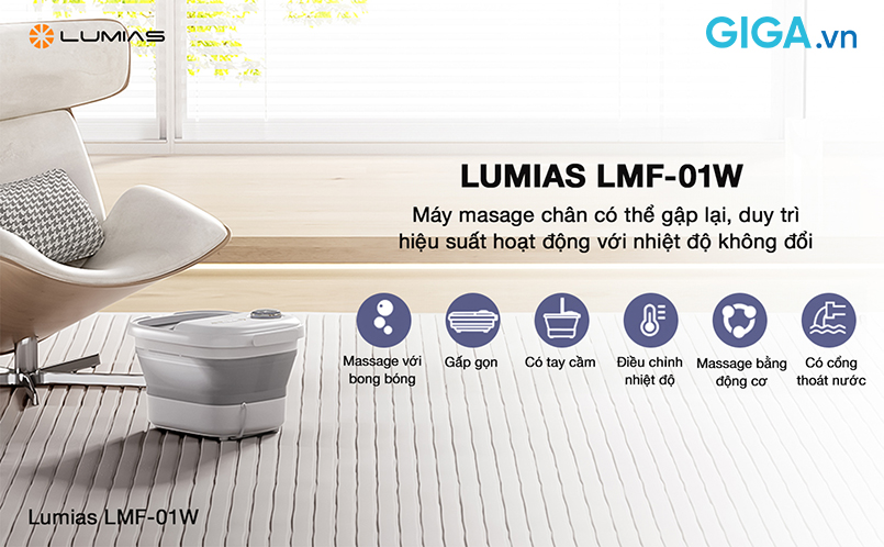 Máy massage chân Lumias LMF-01W an toàn và tiện lợi