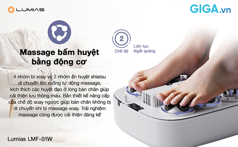 Máy massage chân Lumias LMF-01W bấm huyệt bằng động cơ