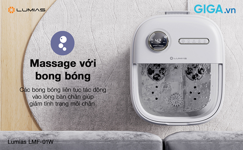 Máy massage chân Lumias LMF-01W massage bằng bong bóng, giảm tình trạng mỏi chân