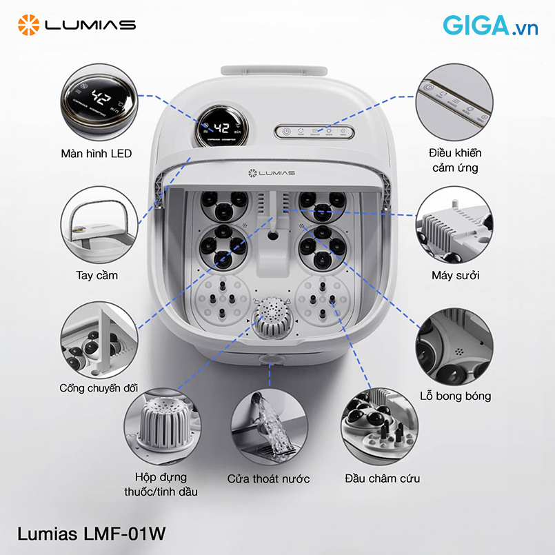 Máy massage chân Lumias LMF-01W có thiết kế tối ưu, tiện lợi