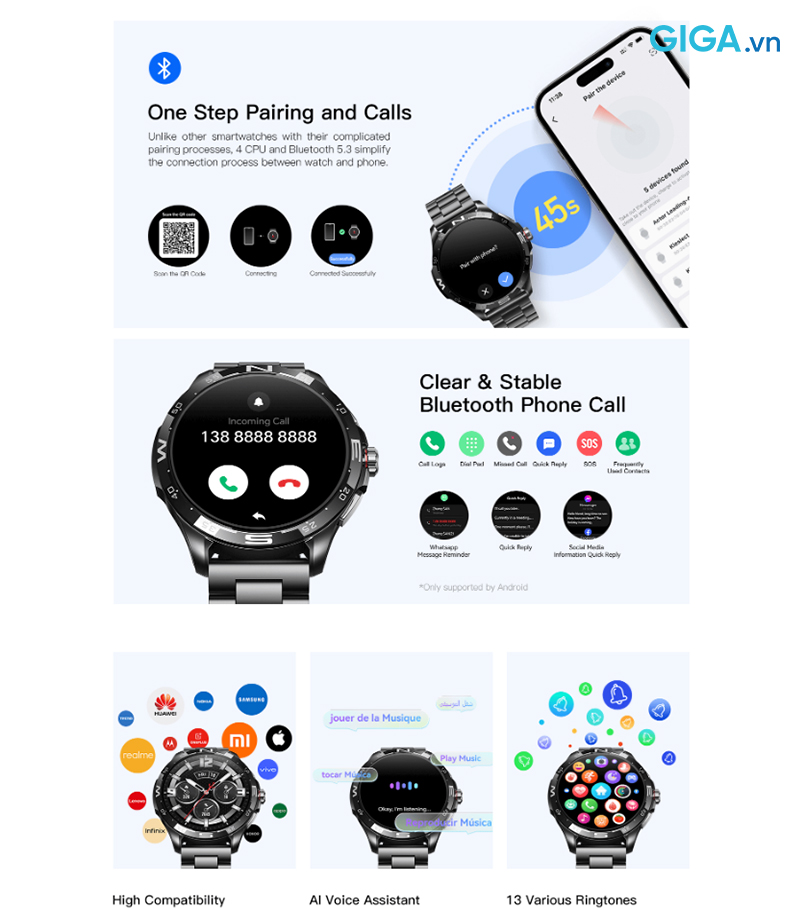 Kieslect Actor Leading gọi điện thoại Bluetooth rõ ràng, ổn định