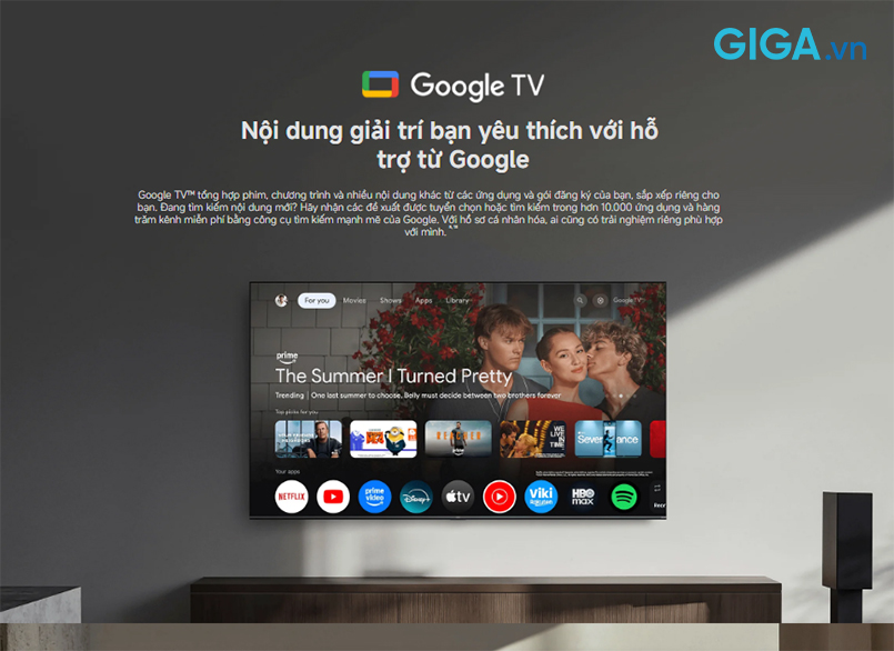 TV S Mini LED 55 inch 2026 chạy hệ điều hành Google TV, mang lại giao diện trực quan cùng khả năng cá nhân hóa nội dung