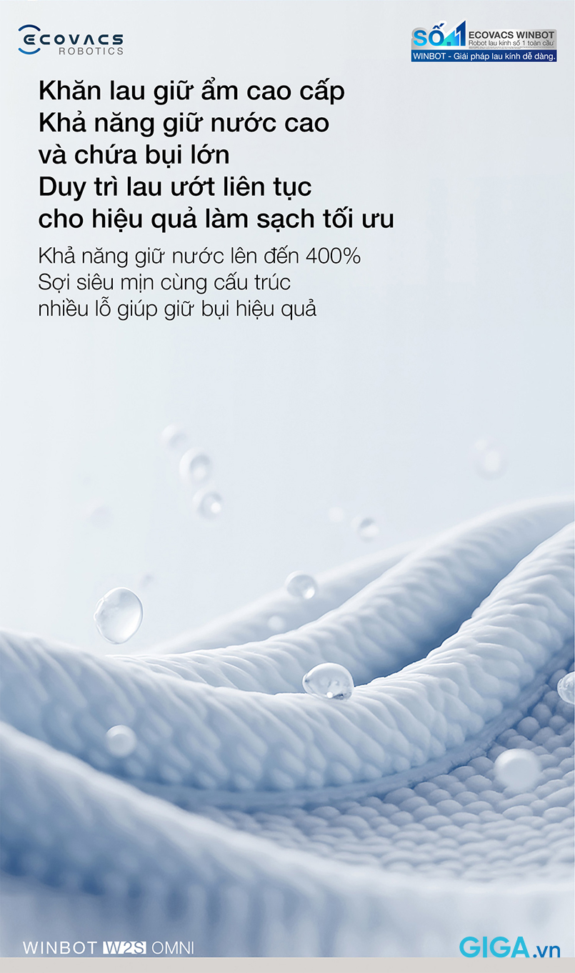robot lau kính cửa sổ Winbot W2S Omni làm sạch đột phá với khăn lau giữ ẩm cao cấp