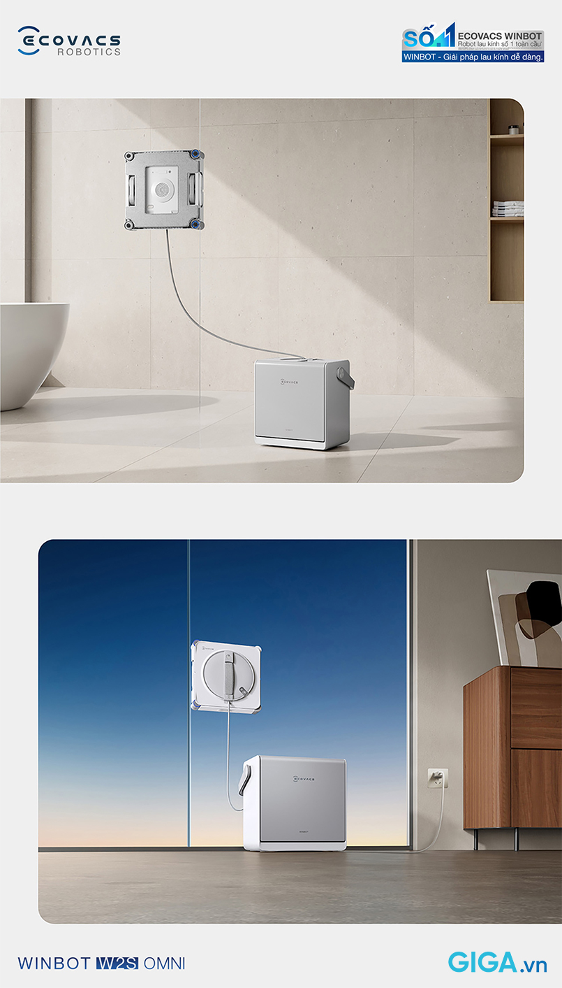 Winbot W2S Omni sở hữu hệ thống trạm cấp nguồn kép đột phá, sử dụng linh hoạt, không giới hạn vị trí. 