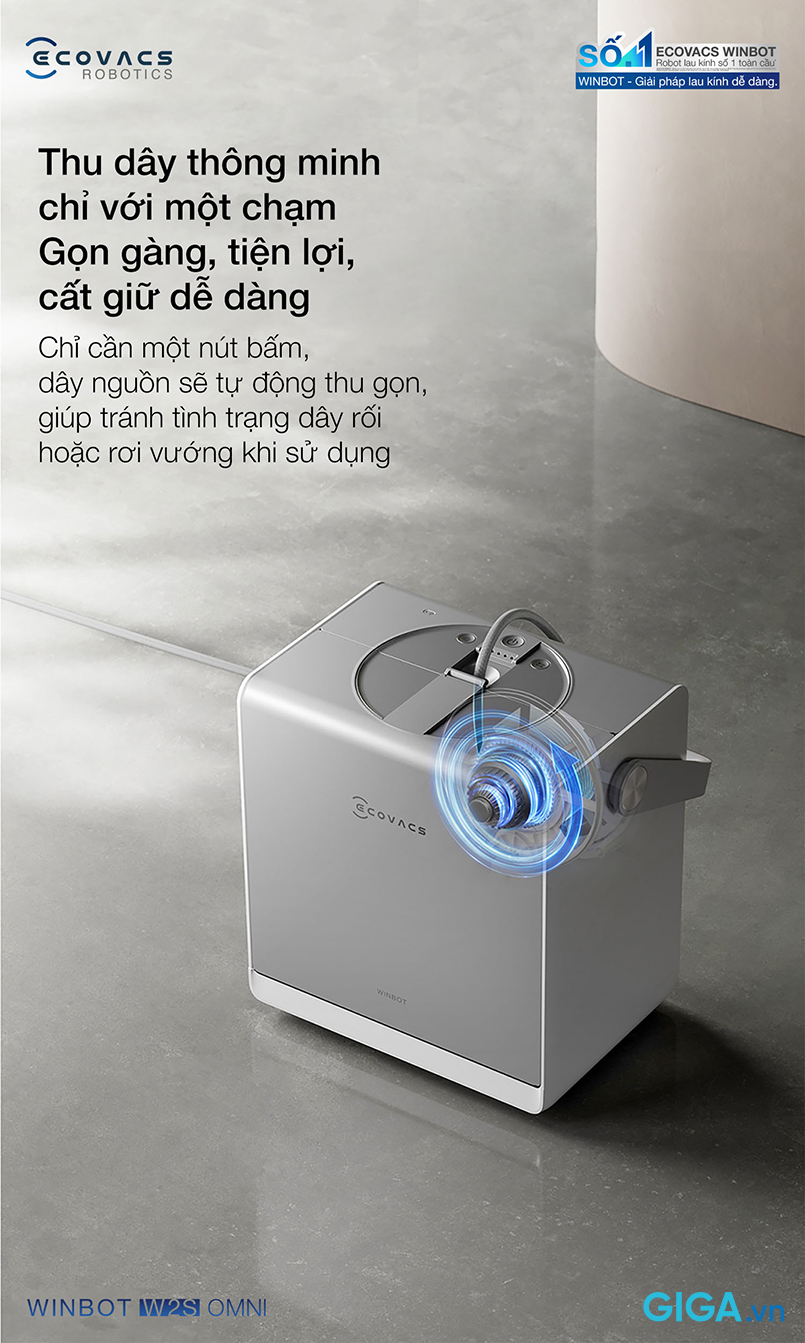 Robot lau kính W2S Omni thu dây thông minh chỉ với một chạm