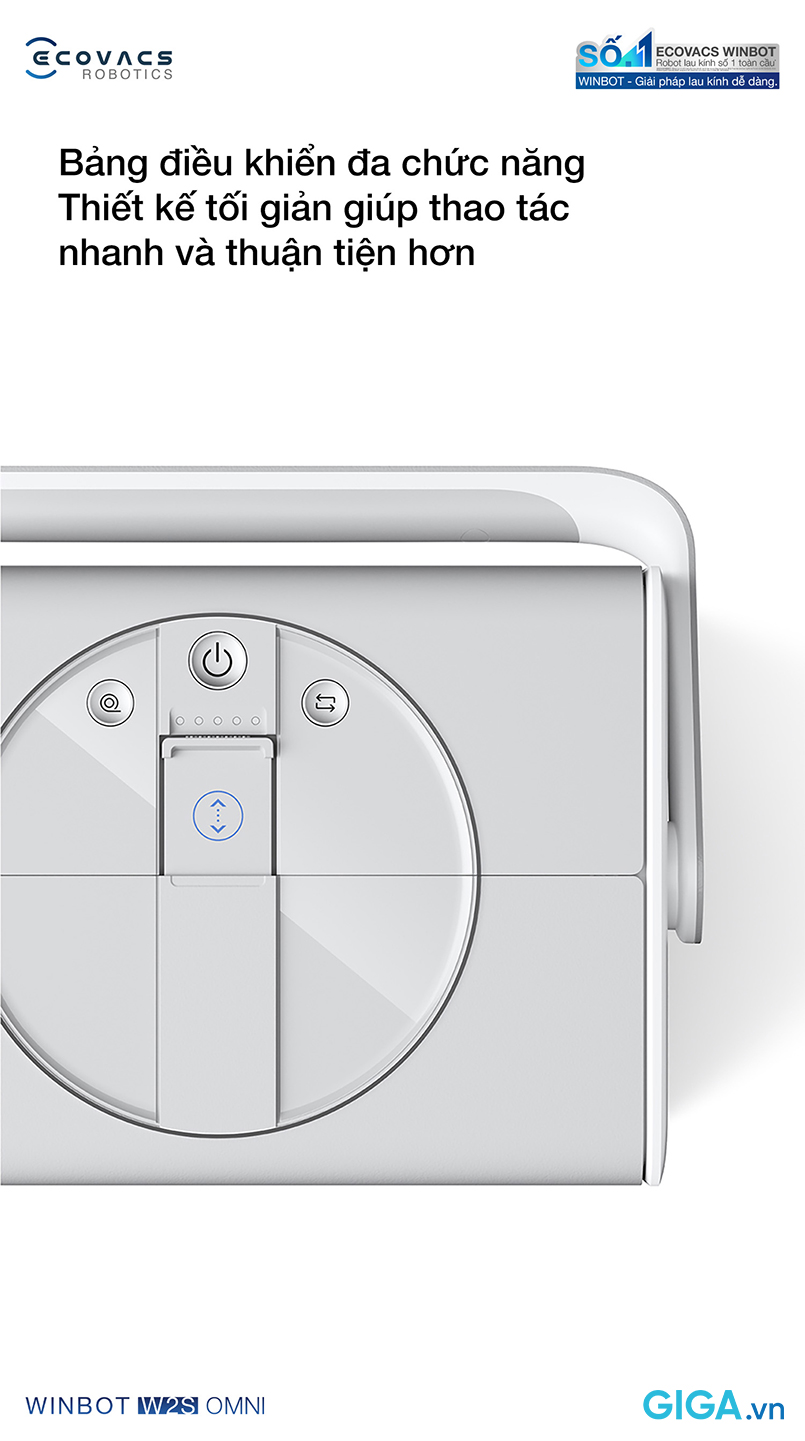Robot Ecovacs Winbot W2S Omni bảng điều khiển đa chứa năng.