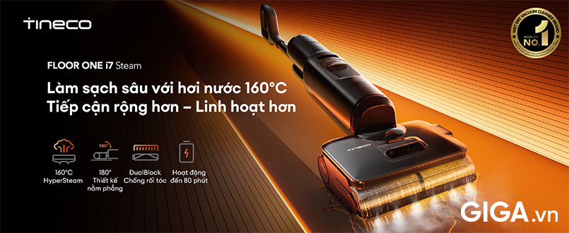 Máy hút bụi lau sàn khô ướt Tineco FLOOR ONE i7 Steam dọn dẹp tối ưu dành cho mọi gia đình