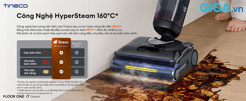 Máy hút bụi lau sàn FLOOR ONE i7 Steam công nghệ HyperSteam 160°C làm sạch sâu