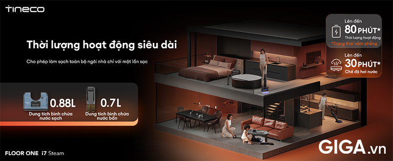 Máy hút bụi lau sàn khô ướt Tineco FLOOR ONE i7 Steam có khả năng vận hành bền bỉ