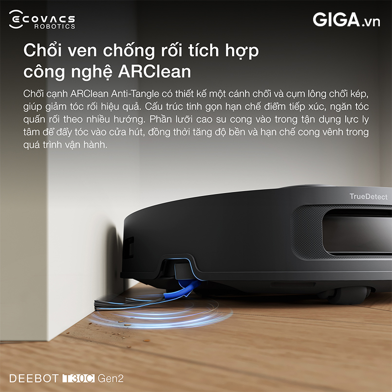 robot lau nhà Ecovacs Deetbot T30C Gen2 được trang bị chổi cạnh ARClean.