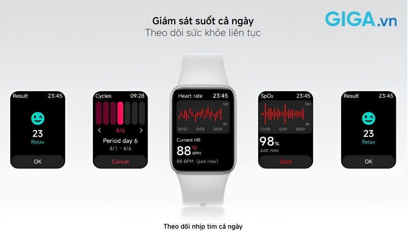 Smart Band 10 Pro cung cấp hệ thống giám sát sức khỏe liên tục suốt cả ngày