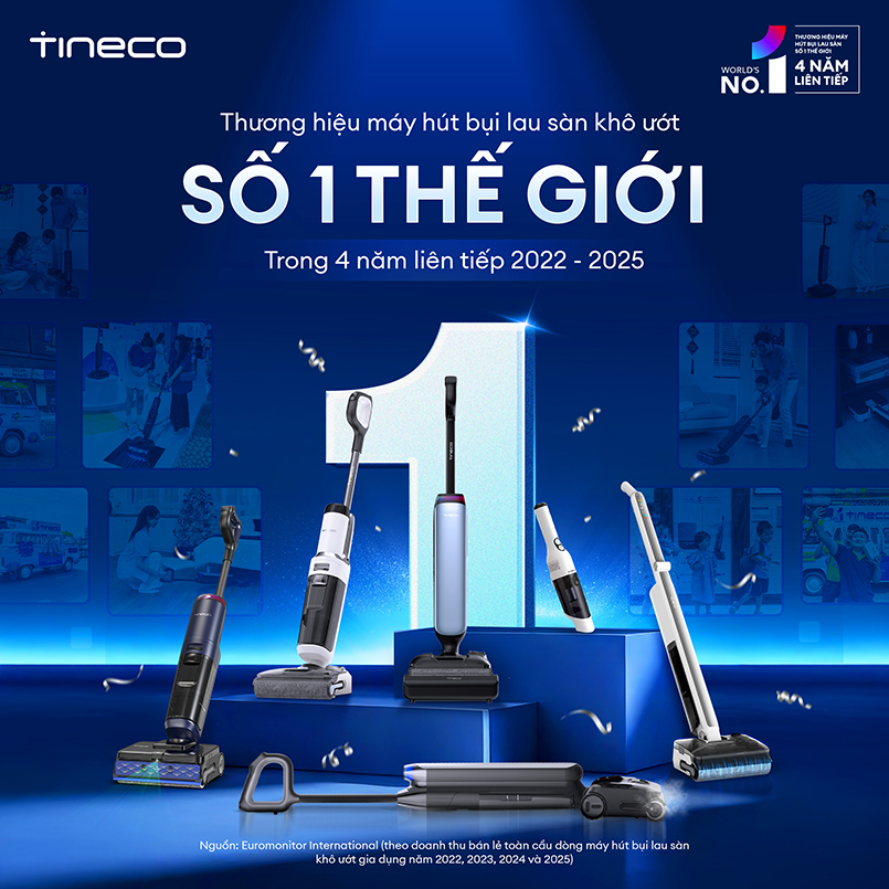 Lý do khiến máy hút bụi Tineco Stretch S6 đáng cân nhắc để nâng cấp Tineco - Tự hào là thương hiệu máy hút bụi lau nhà khô ướt số 1 thế giới trong 4 năm liên tiếp