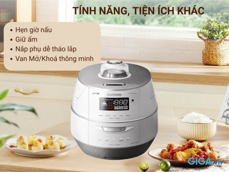 Nồi cơm điện tử Cuckoo CRP-FHTAS1010FW tiện lợi với nắp trong tháo rời
