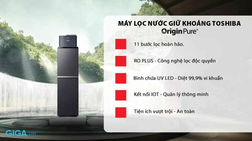 Máy lọc nước Toshiba Originpure TWP-W2399SVN(M) trang bị hệ thống lọc 11 bước