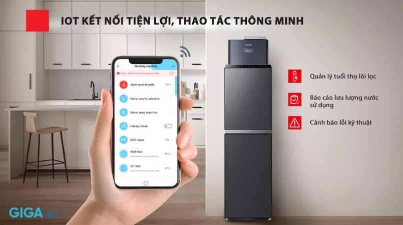 máy lọc nước Toshiba Originpure TWP-W2399SVN(M) 10 lõi tự động báo thay lõi