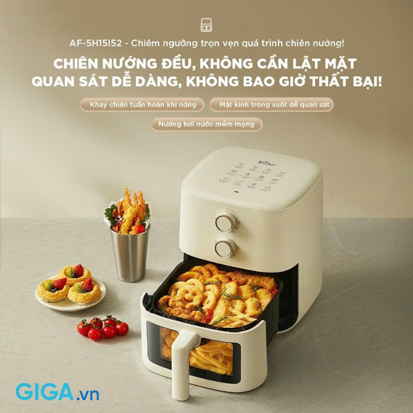 Nồi chiên không dầu Bear AF-5H15I52 - Thiết kế tinh tế và hiện đại