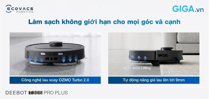 robot hút bụi lau nhà Ecovacs Deebot T30s Pro Plus thiết kế sang trọng, di chuyển điều hướng thông minh