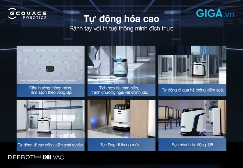 robot hút bụi công nghiệp Ecovacs DEEBOT PRO K1 VAC có tính tự động hóa cao