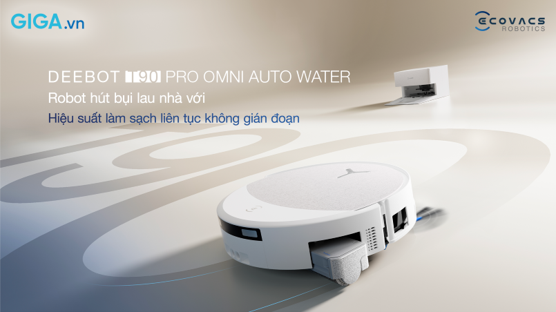 Robot hút bụi lau nhà Ecovacs Deebot T90 Pro Omni Auto Water là sự giao thoa tinh tế giữa thiết kế tối giản tinh tế và sức mạnh công nghệ
