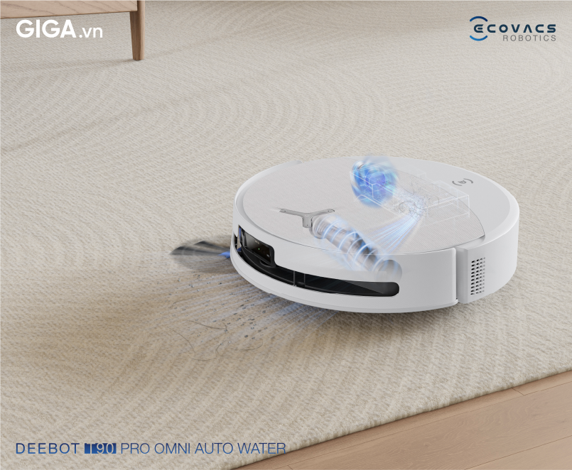 Deebot T90 Pro Omni Auto Water sở hữu lực hút mạnh mẽ 30.000Pa nhờ công nghệ hút tăng cường BLAST