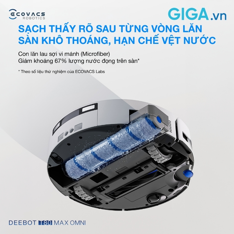 Công nghệ lau con lăn OZMO ROLLER 3.0 robot hút bụi lau nhà Ecovacs T80 Max Omni sở hữu hiệu suất vượt trội 