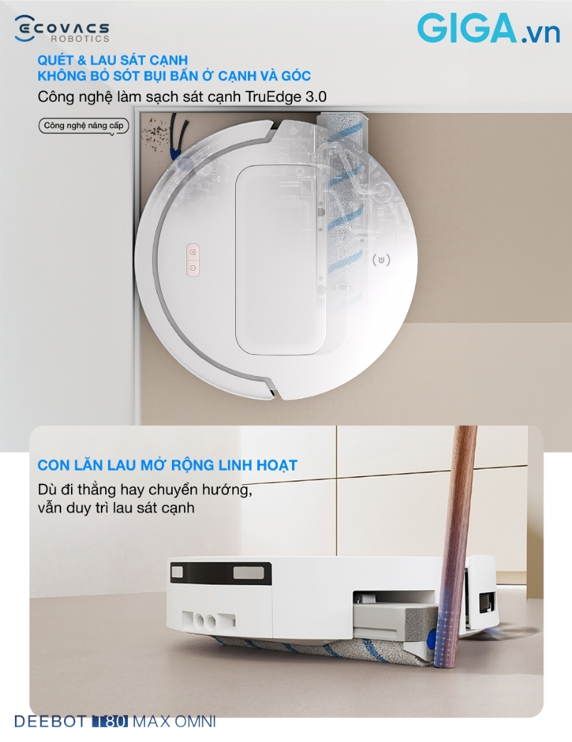  Deebot T80 Max Omni giúp làm sạch sát cạnh