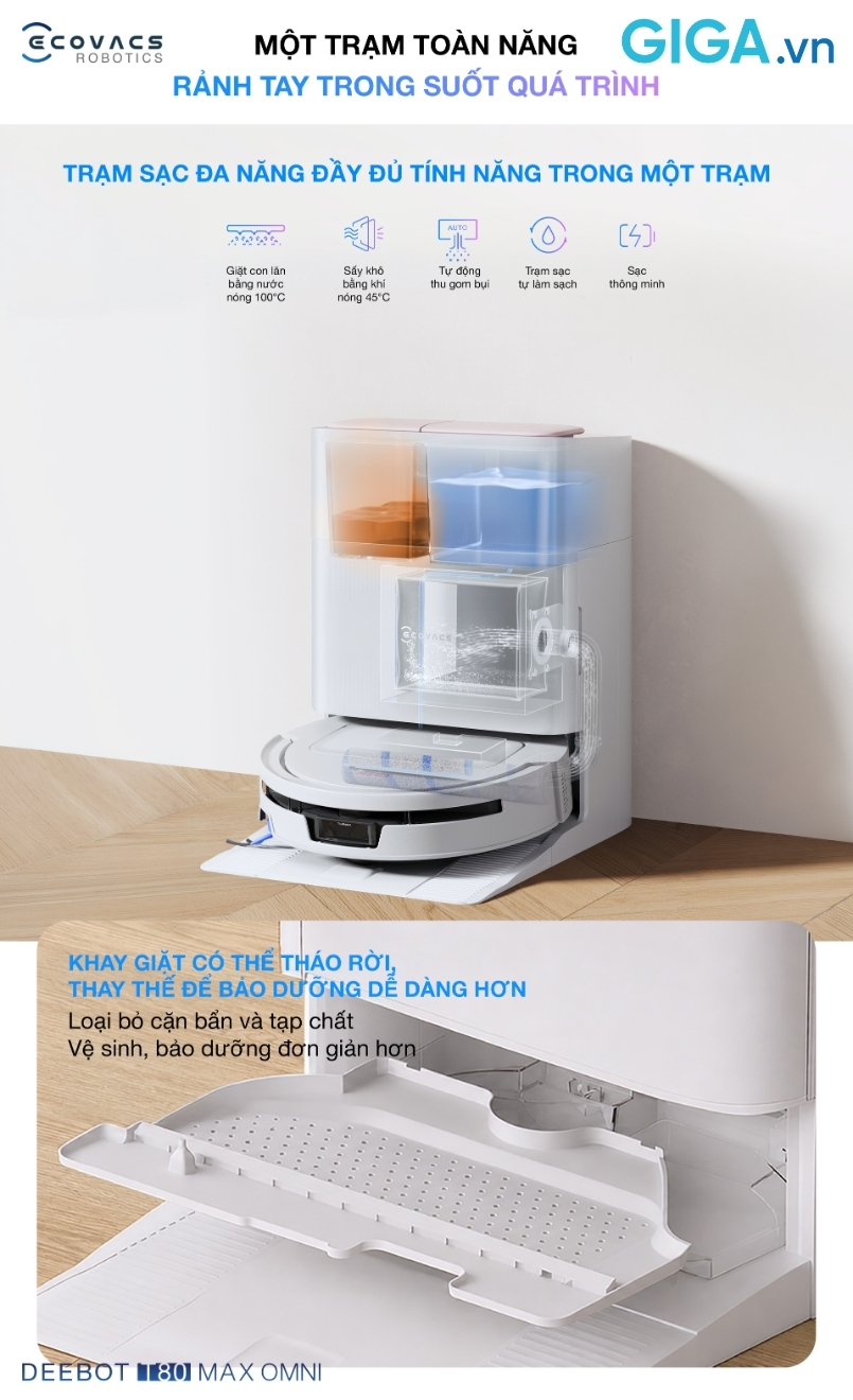 T80 Max Omni với trạm sạc đa năng OMNI tất cả trong một, bảo trì dễ dàng