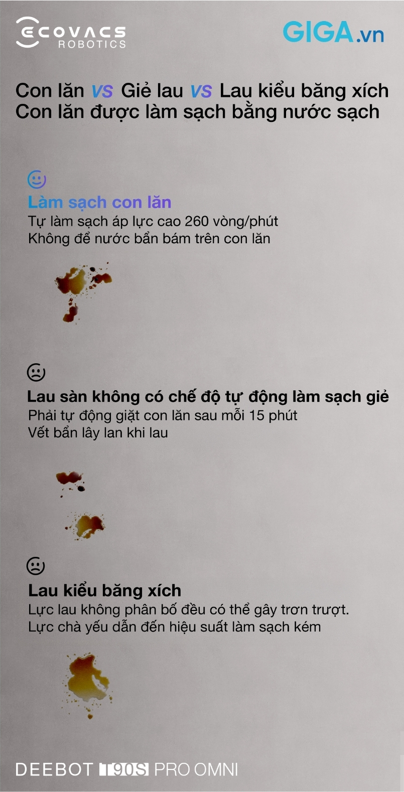 Deebot T90S Pro Omni với công nghệ lau con lăn tự giặt tức thì OZMO Roller 3.0, con lăn siêu dài 27 cm