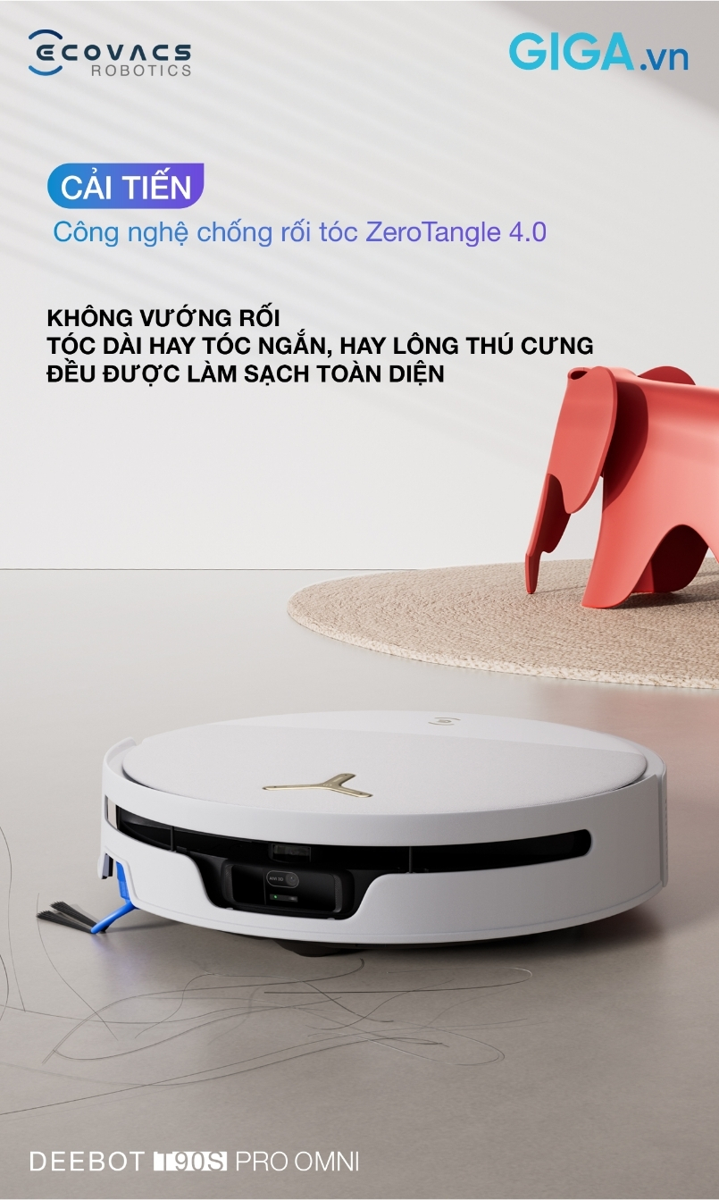 robot hút bụi lau nhà thông minh Ecovacs Deebot T90S Pro Omni với công nghệ chống rối bằng luồng khí định hướng ZeroTangle 4.0