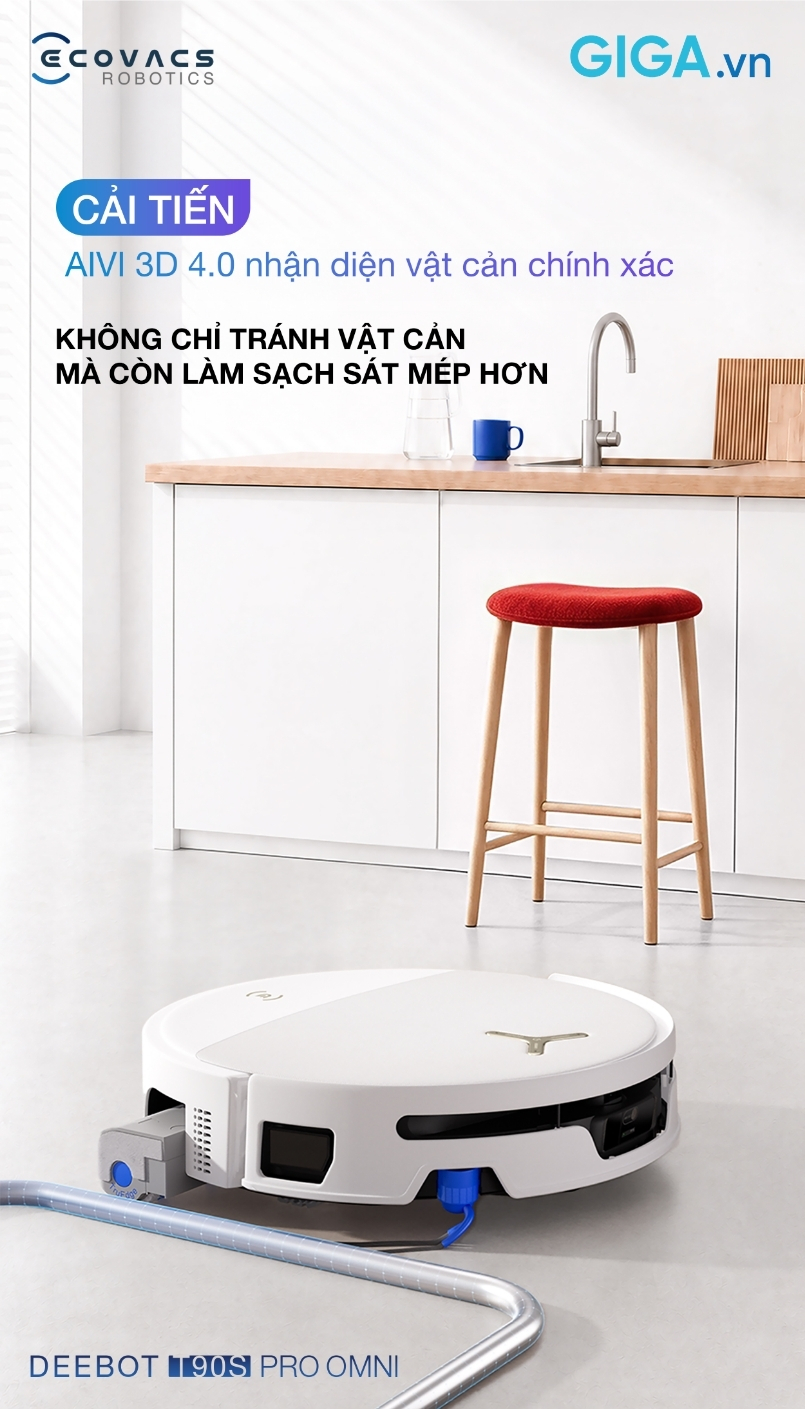 Nhờ công nghệ AIVI 3D 4.0 tiên tiến, robot hút bụi lau nhà T90S Pro Omni né tránh chướng ngại vật xuất sắc
