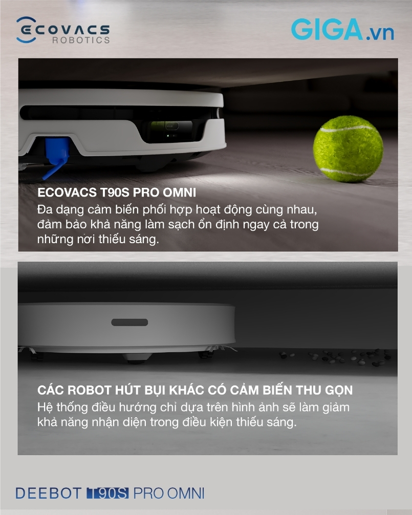 DEEBOT T90S PRO OMNI đa dạng cảm biến phối hợp hoạt động cùng nhau