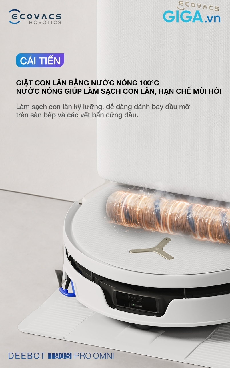 Trạm OMNI của robot hút bụi Ecovacs Deebot T90S Pro Omni cải tiến giặt con bằng bằng nước nóng
